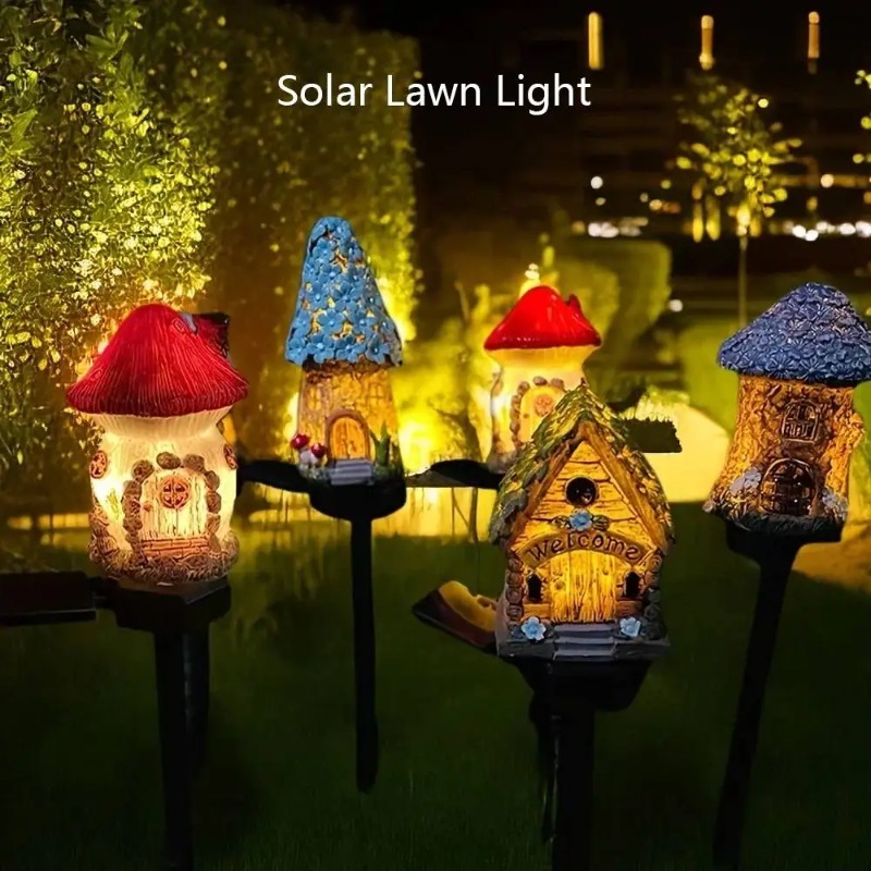 Outdoor Power Outlet Solar - New Solar Resin Flower House Lights,