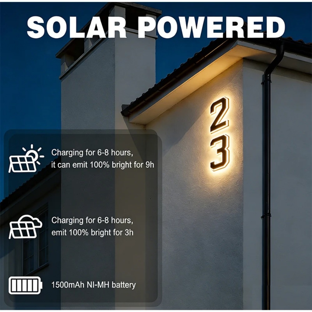 New Solar Address Sign LED Hou - Outdoor Power Outlet Solar review and price