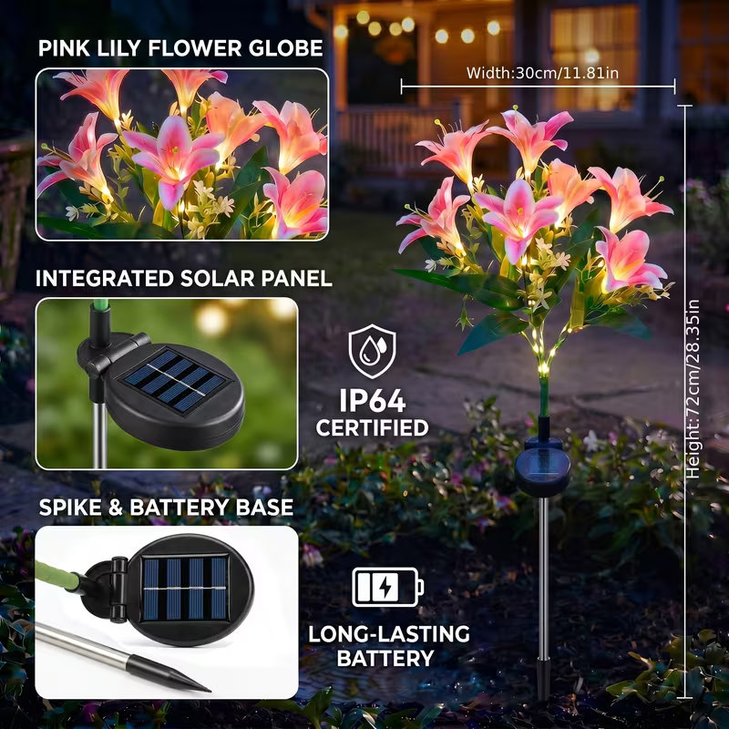 Solar Lily Flower Lawn Lights  - Outdoor Power Outlet Solar review and price