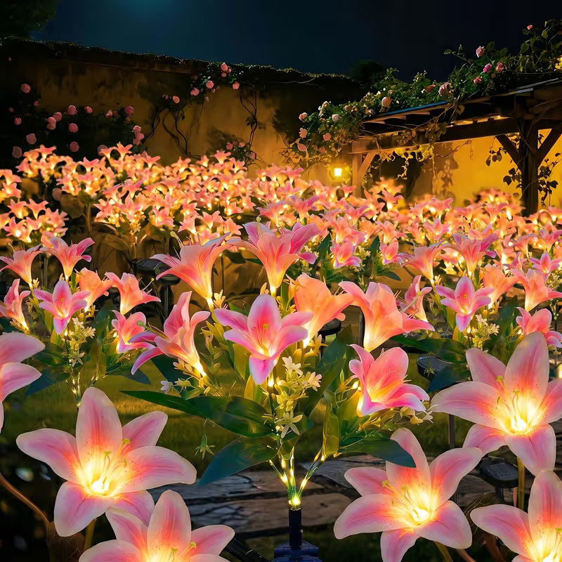 Solar Lily Flower Lawn Lights  - Outdoor Power Outlet Solar review and price