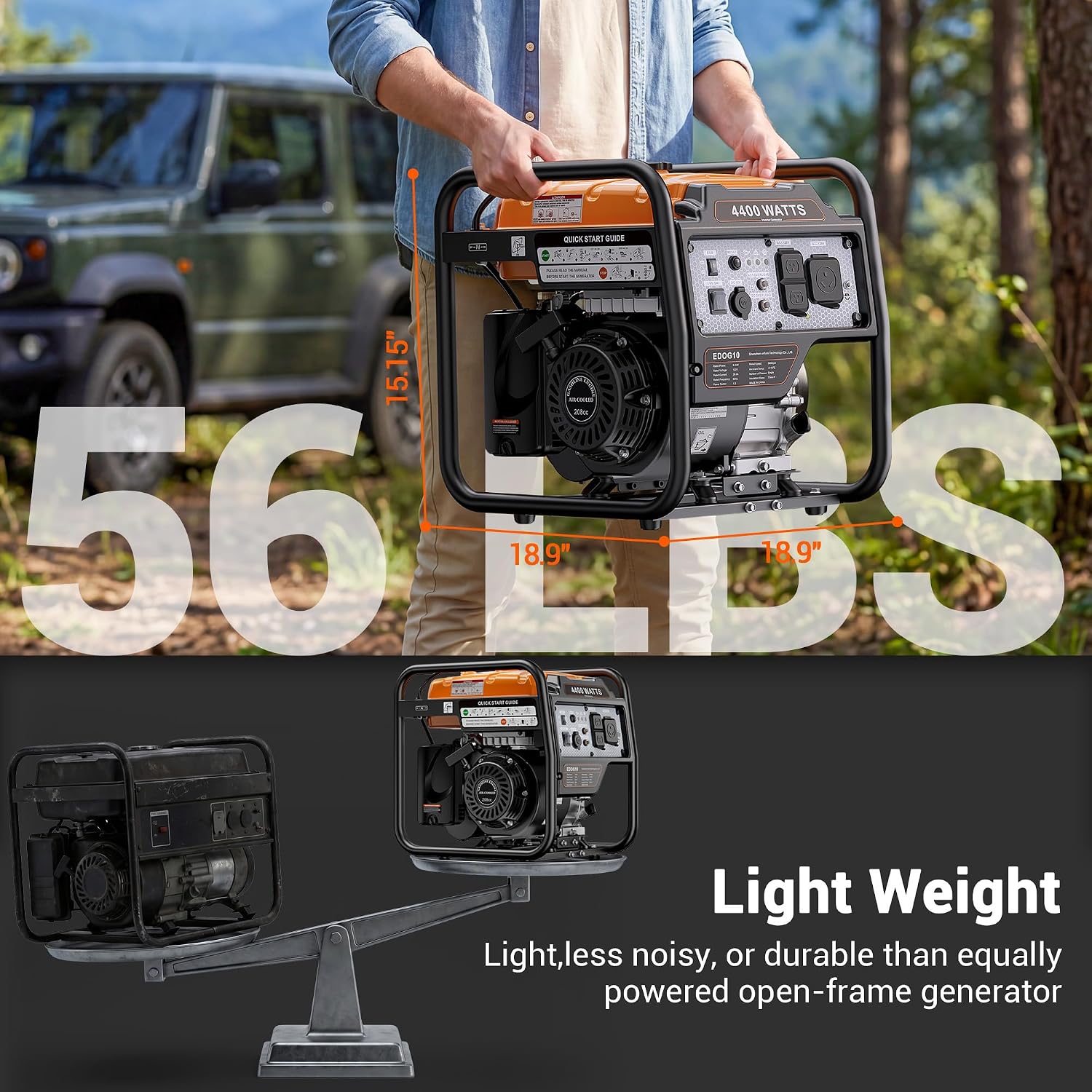 4400W Gas Open Frame Portable  - Portable Generator Inverter review and price